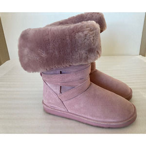 LAMO Womens Pink Suede Winter Boots 8.5 Furry
